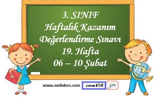 3. Sınıf Haftalık Kazanım Değerlendirme Testi 19. Hafta 06 - 10 Şubat